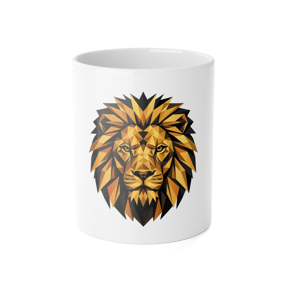 "Golden Lion" Mug – 11oz White Ceramic