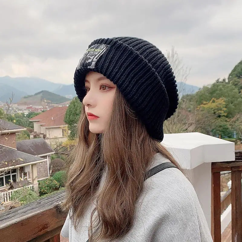 Winter Beanie Hat for Women Men Winter Hat Knitted winter Skullies Hat Unisex Ladies Warm Bonnet Cap Korean Trendy oversized hat