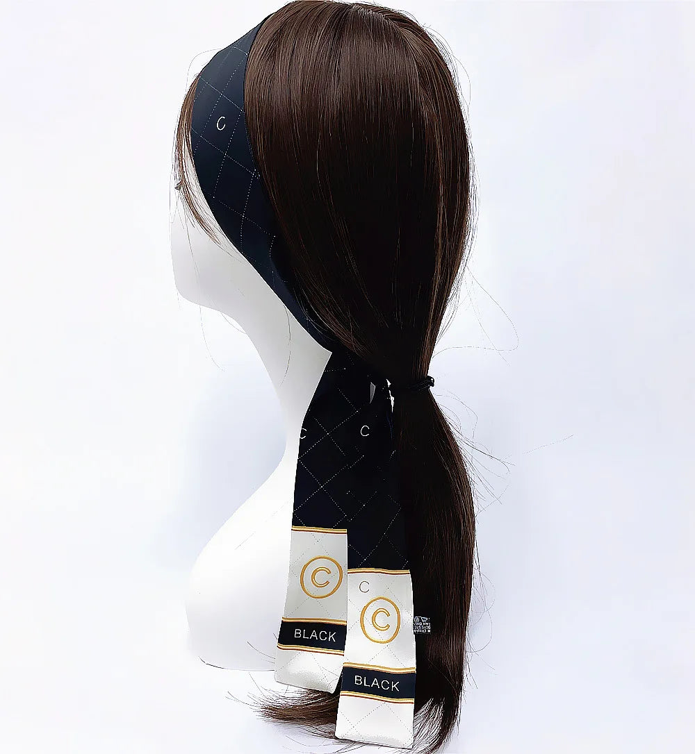 Women's Elegant Work Scarf 118*5cm Twill Silk Material Narrow Neck Wrap Plaid Pattern Soft For Office Travel