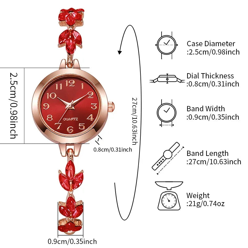 Elegant Women Watches Luxury Rhinestone Bracelet Bracelet Quartz Watch Reloj Mujer Girls Clock Gift（Without Box）