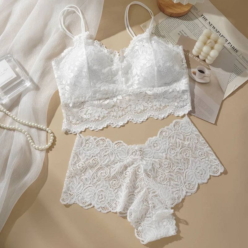 Underwear – Hollow-Out Lace Bra and Panty Set