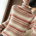 Autumn Winter Women Sweater Turtleneck Long Sleeve Warm Pullovers Fashion Stripe Knitwear Korean Bottoming Shirt Basic Jumper