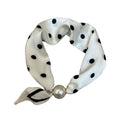 Pearl Silk Scarves For Women Ties Magnetic Clasp French Retro Silk Feel Neck Bows Jewelry Elegant Adjustable Summer bech scarves
