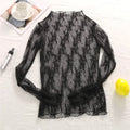 Top – Lace Floral Embroidery Mesh Blouse