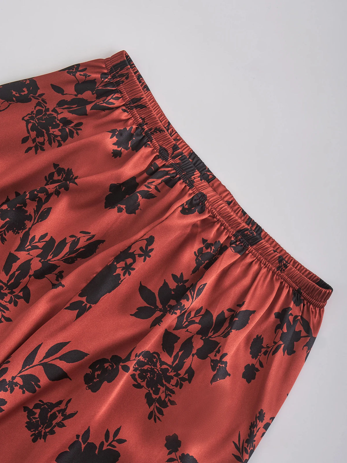 Loungewear – Red Floral Satin Pajama Set