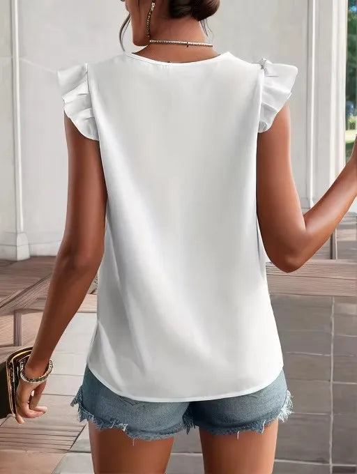 Top – Elegant Lace V-Neck Summer Blouse
