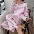 Loungewear – Pink Striped Satin Pajama Set