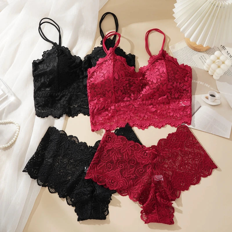 Underwear – Hollow-Out Lace Bra and Panty Set
