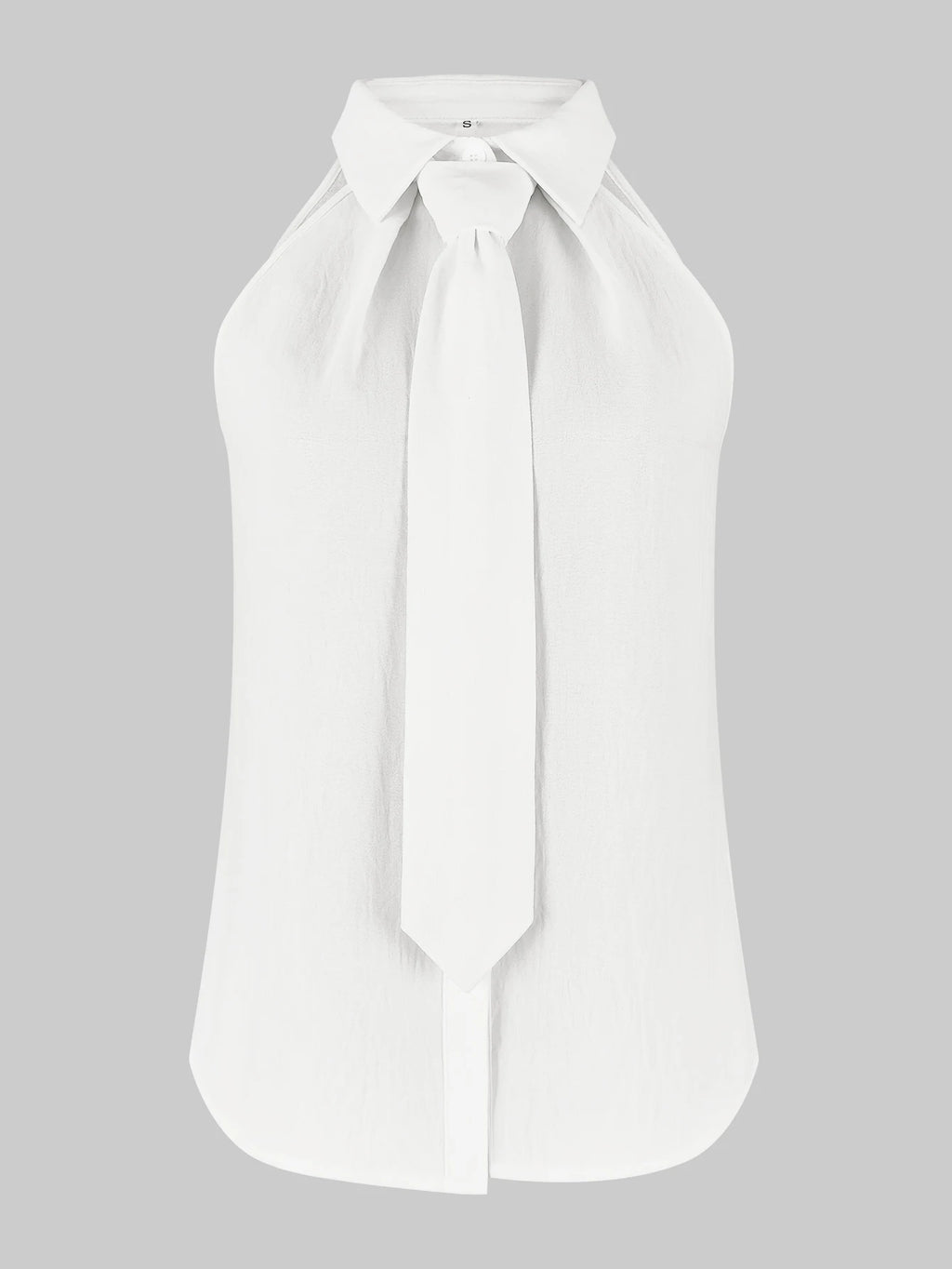 Top – White Halter Tie-Front Blouse