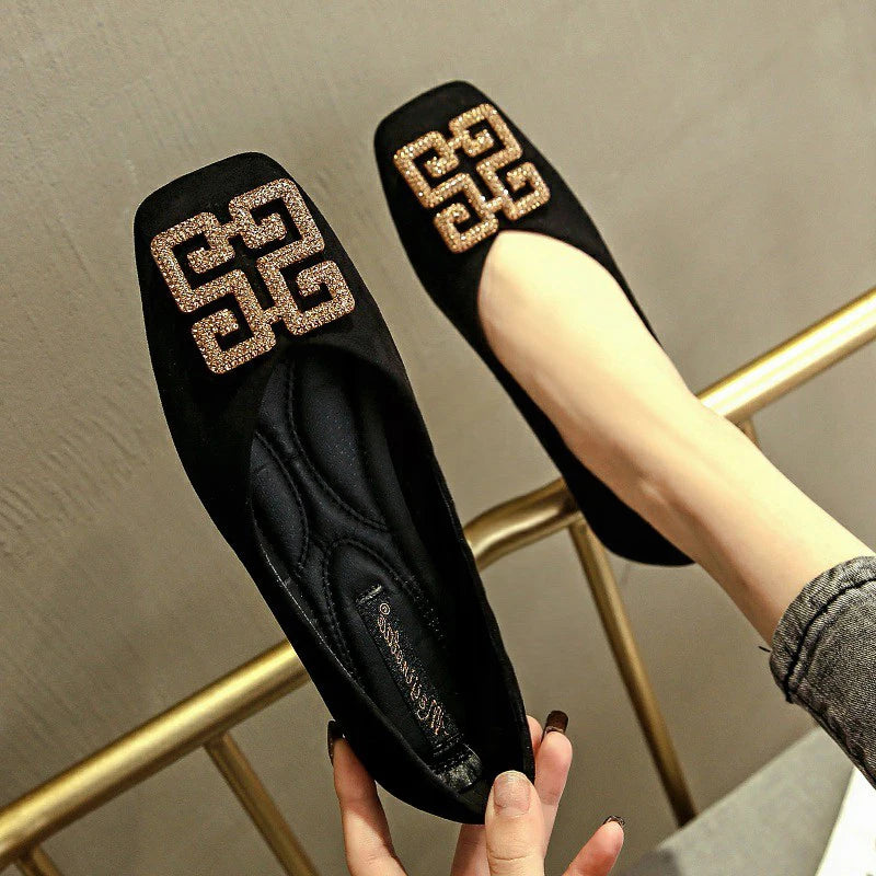 Exquisite Women's Flats Shoe New Fashion Metal Decoration Casual Shoes for Woman Elegant Work Shoes Designer Shoes Zapatos Mujer
