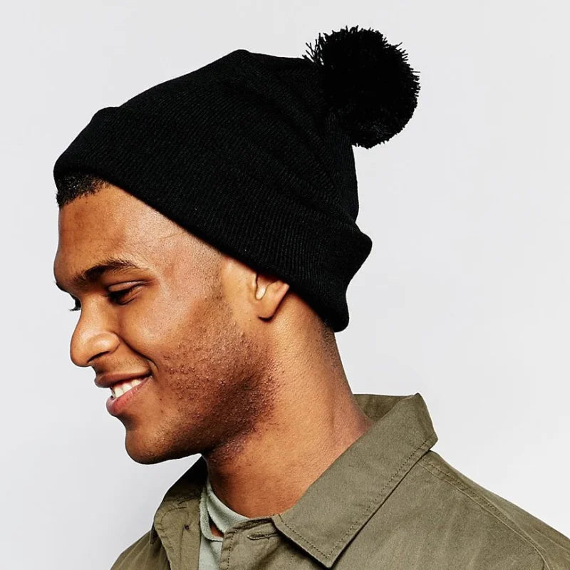 Winter Hats for Women Beanie Fashion Pompon Knitted Hat Autumn and Winter Outdoor Thick Woolen Hat All-match Cold Hat Men's Hat