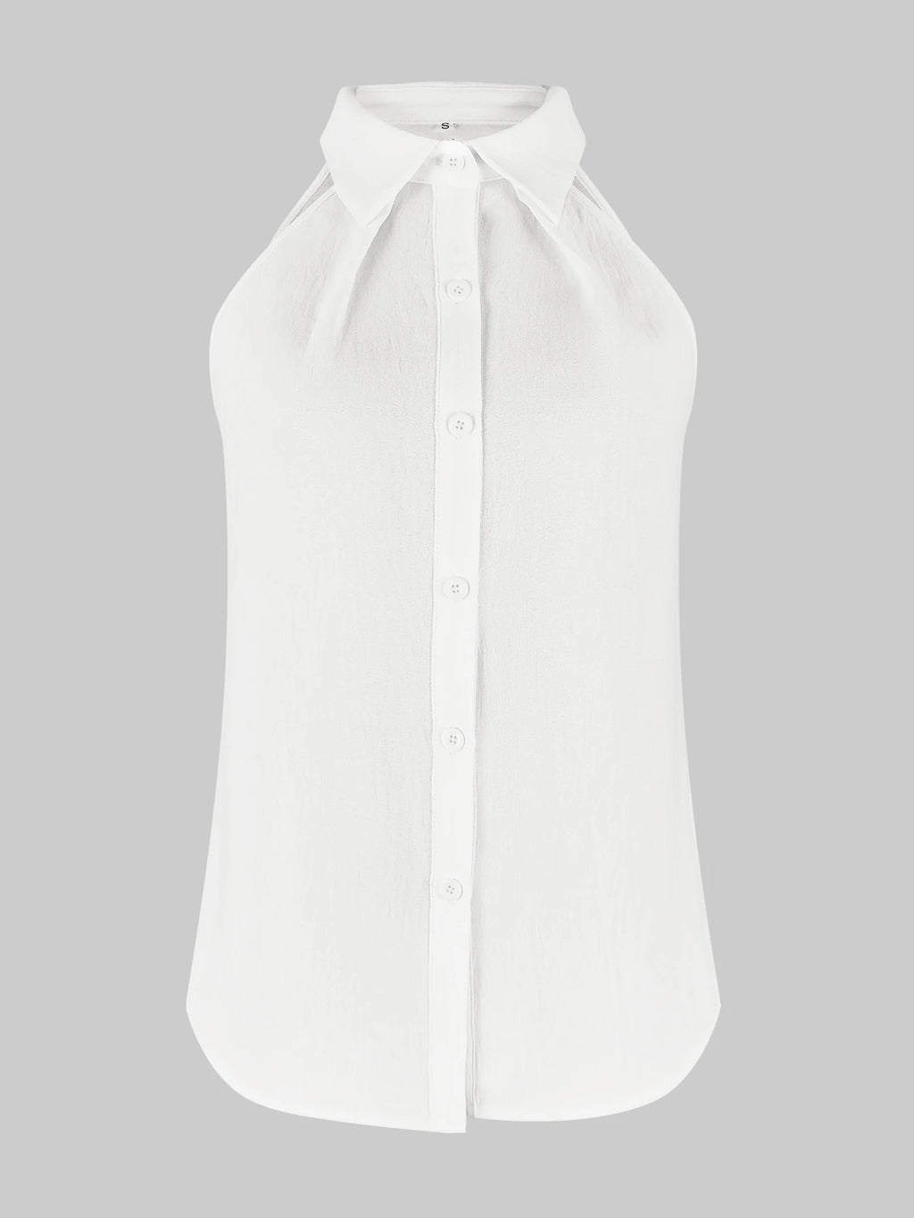 Top – White Halter Tie-Front Blouse