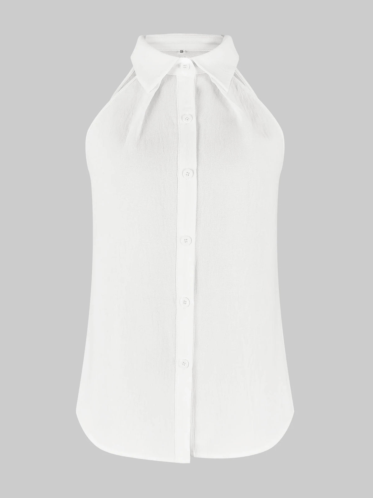 Top – White Halter Tie-Front Blouse