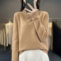 Autumn Winter Women 100% Merino Wool Sweater Curled Pile Collar Warm Pullover Long Sleeve Cashmere Knitwear New Bottoming Tops