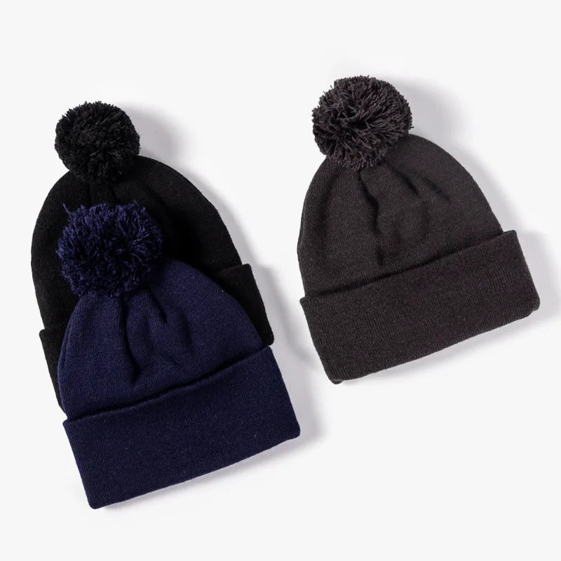Winter Hats for Women Beanie Fashion Pompon Knitted Hat Autumn and Winter Outdoor Thick Woolen Hat All-match Cold Hat Men's Hat